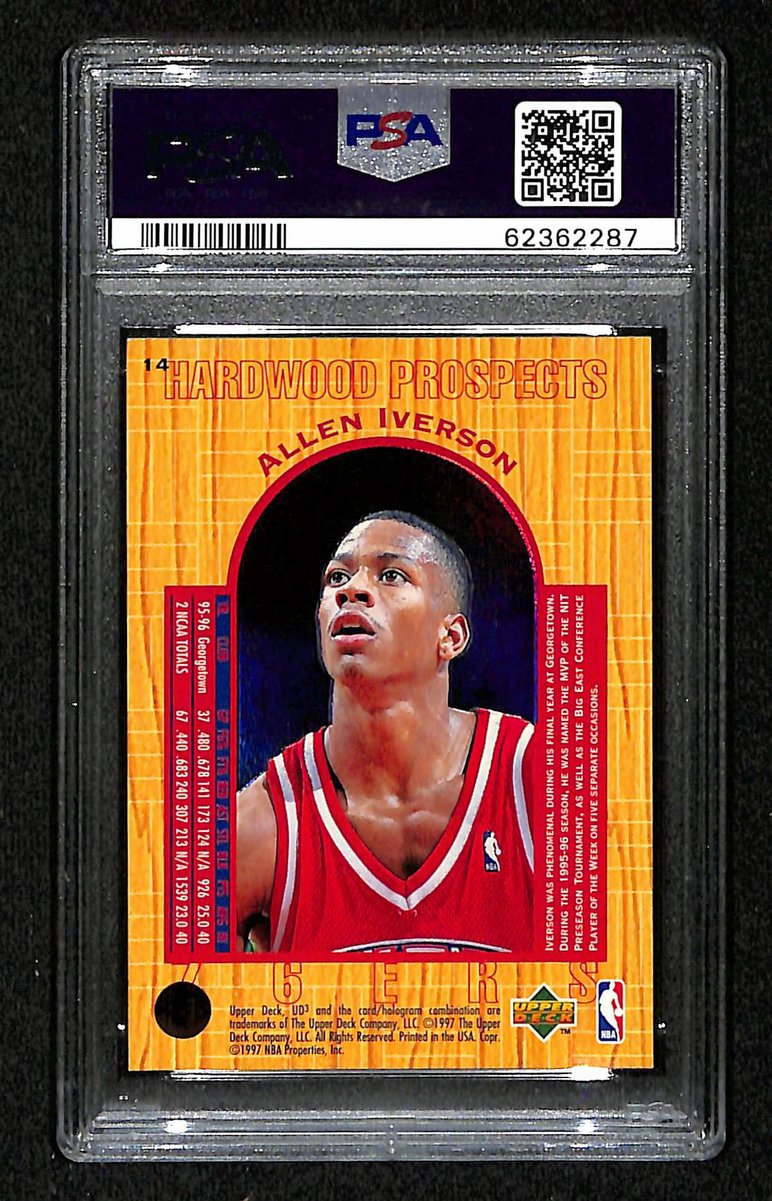 1996 UD3 Philadelphia 76ers Allen Iverson RC #14 PSA 8 BA201824
