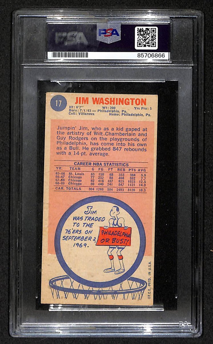1969 Topps Jim Washington Philadelphia 76ers PSA/DNA Signed/Auto Card BA204121