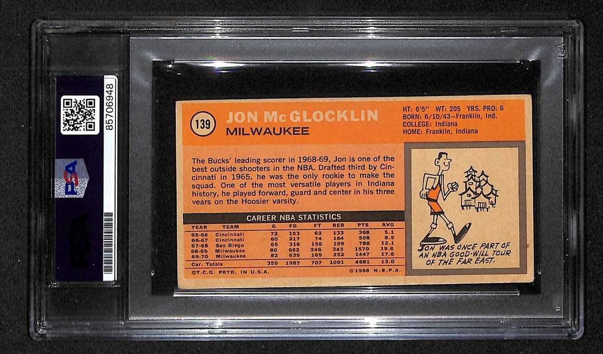 1970 Topps Jon McGlocklin Milwaukee Bucks PSA/DNA Signed/Auto Card BA204107