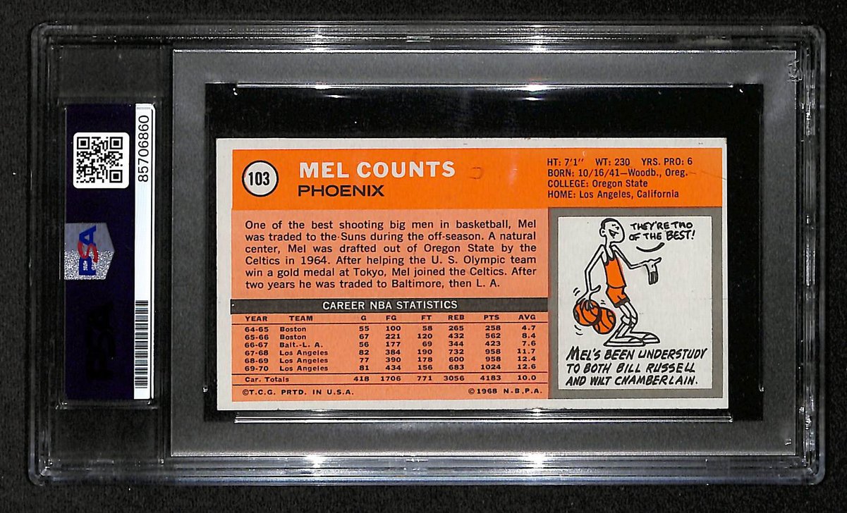 Mel Counts Signed/Autographed 1970 Topps Card #103 Phoenix PSA/DNA BA204127