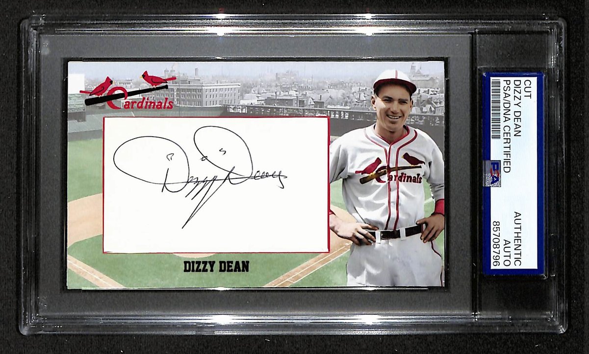 Dizzy Dean HOF Autographed/Signed Cut 3x5 Custom Card PSA/DNA Cardinals BA203710
