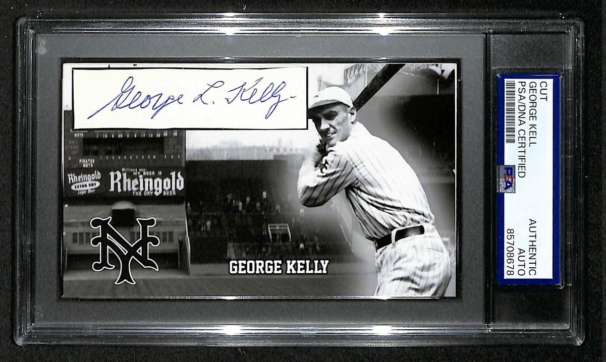 George Kelly HOF Autographed/Signed Cut 3x5 Custom Card PSA/DNA Giants BA203716