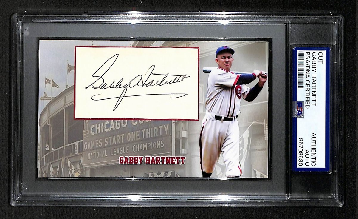Gabby Hartnett HOF Autographed/Signed Cut 3x5 Custom Card PSA/DNA Cubs BA203718