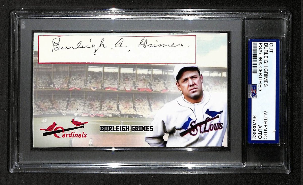 Burleigh Grimes HOF Autographed/Signed Cut 3x5 Custom Card PSA/DNA BA203719
