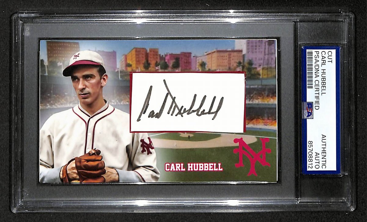 Carl Hubbell HOF Autographed/Signed Cut 3x5 Custom Card PSA/DNA Giants BA203731