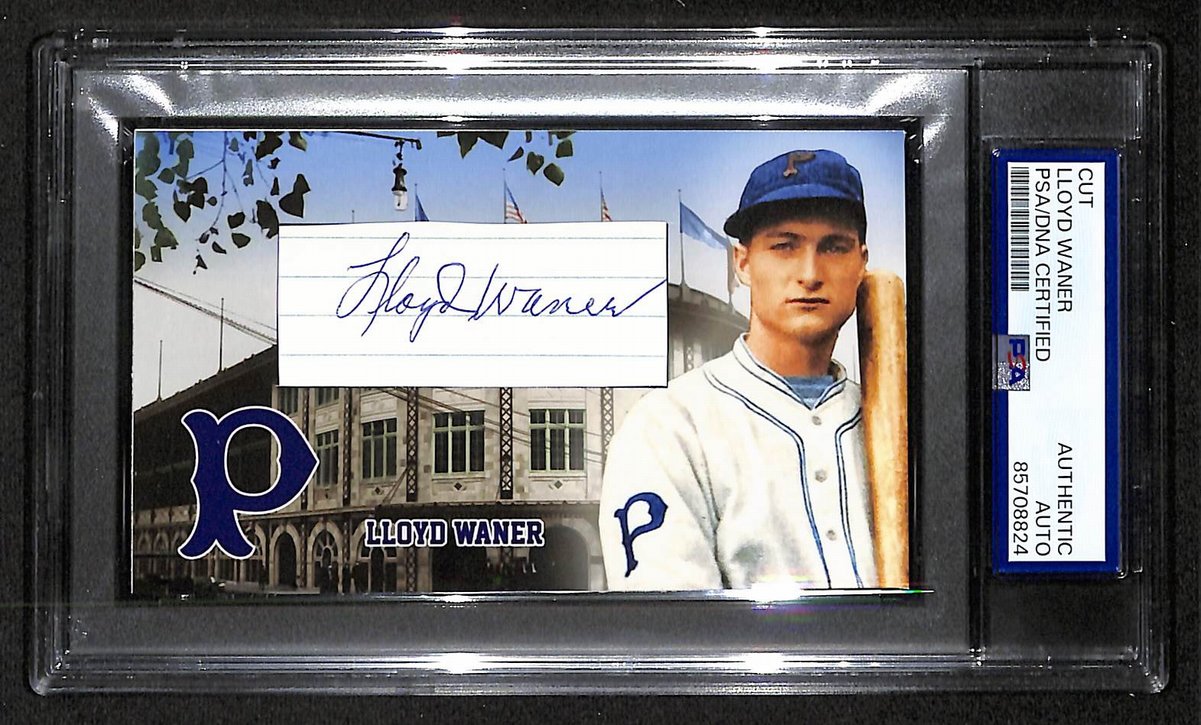 Lloyd Waner HOF Autographed/Signed Cut 3x5 Custom Card PSA/DNA Pirates BA203737