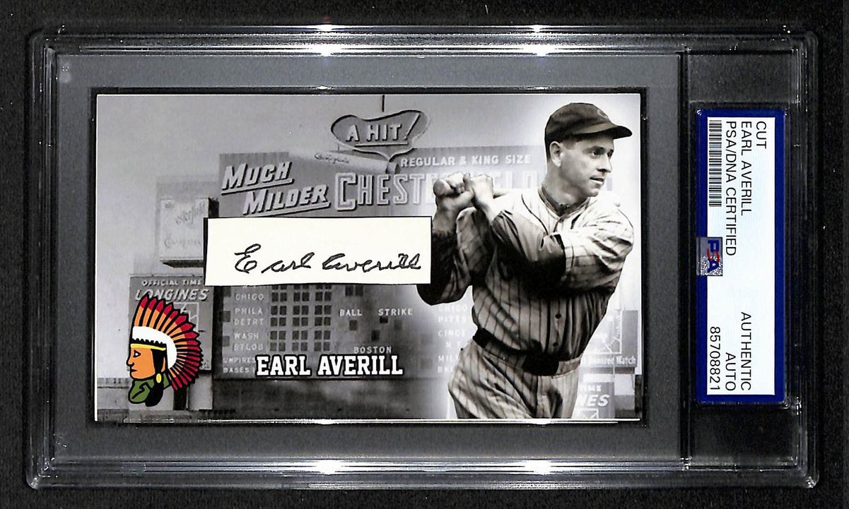 Earl Averill HOF Autographed/Signed Cut 3x5 Custom Card PSA/DNA Indians BA203741