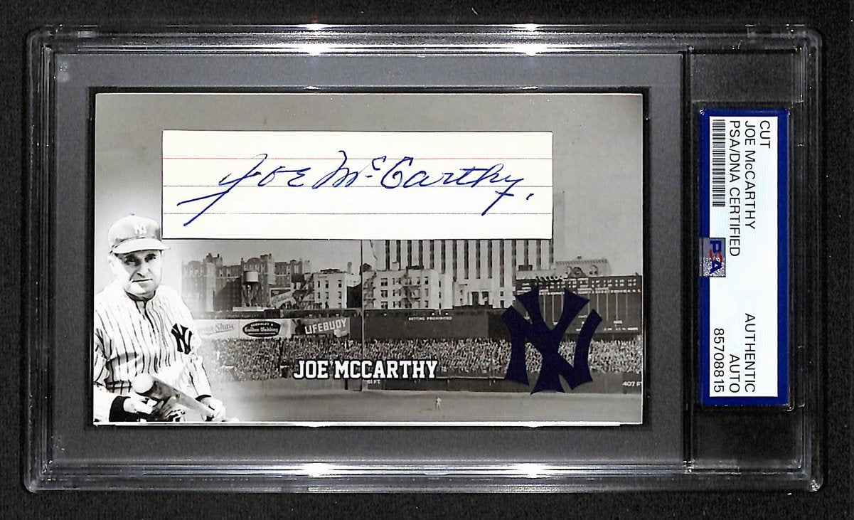 Joe McCarthy HOF Autographed/Signed Cut 3x5 Custom Card PSA/DNA Yankees BA203840