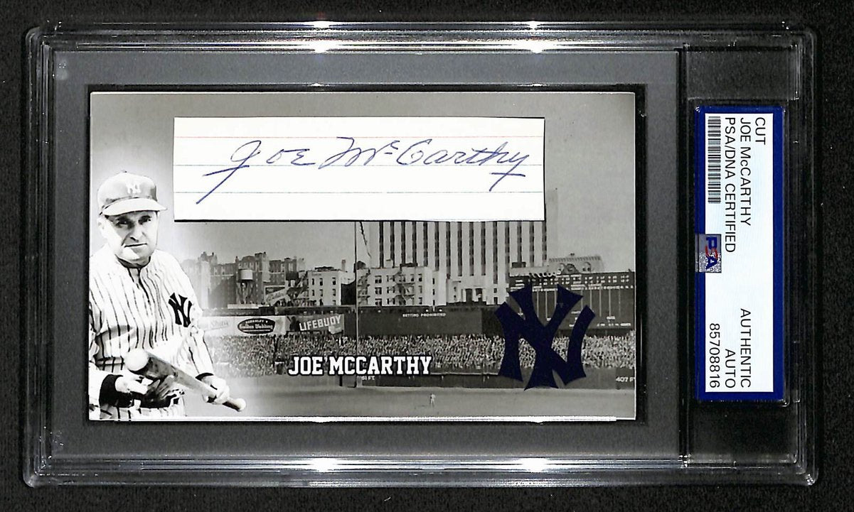 Joe McCarthy HOF Autographed/Signed Cut 3x5 Custom Card PSA/DNA Yankees BA203841