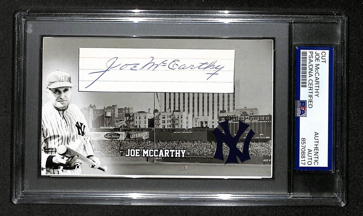 Joe McCarthy HOF Autographed/Signed Cut 3x5 Custom Card PSA/DNA Yankees BA203842
