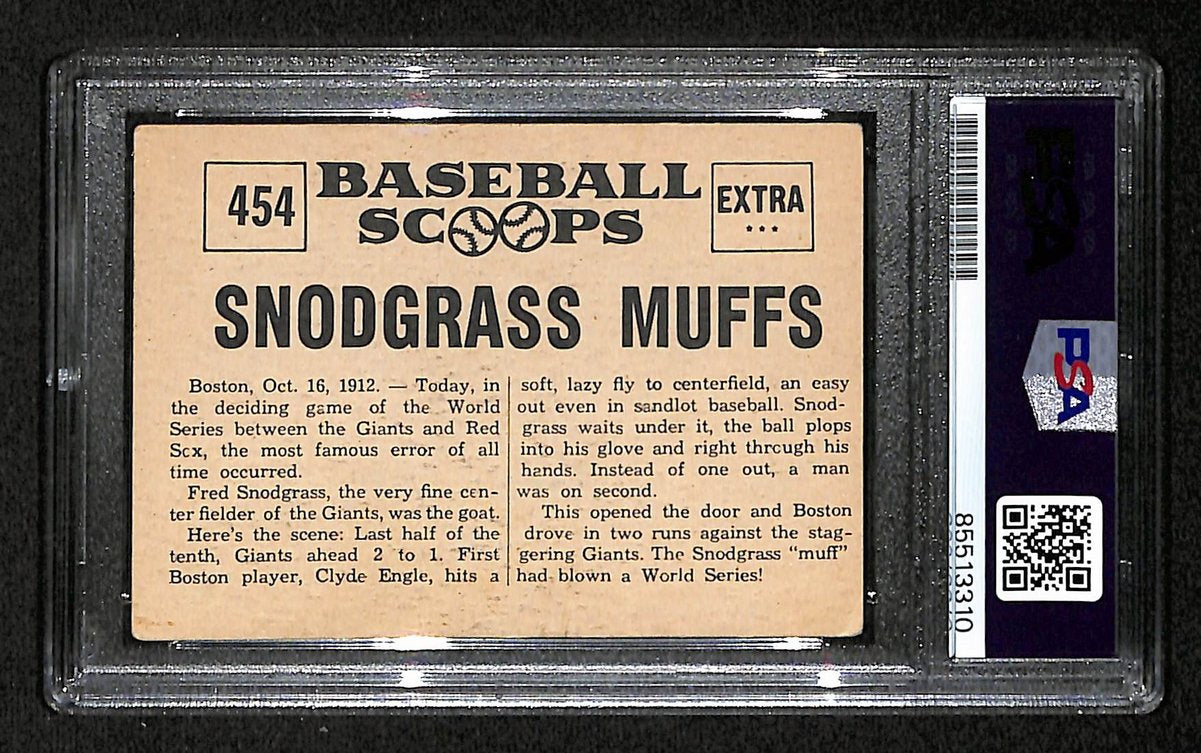 1961 Nu-Cards Fred Snodgrass Signed/Auto Card #454 NY Giants PSA/DNA 203888