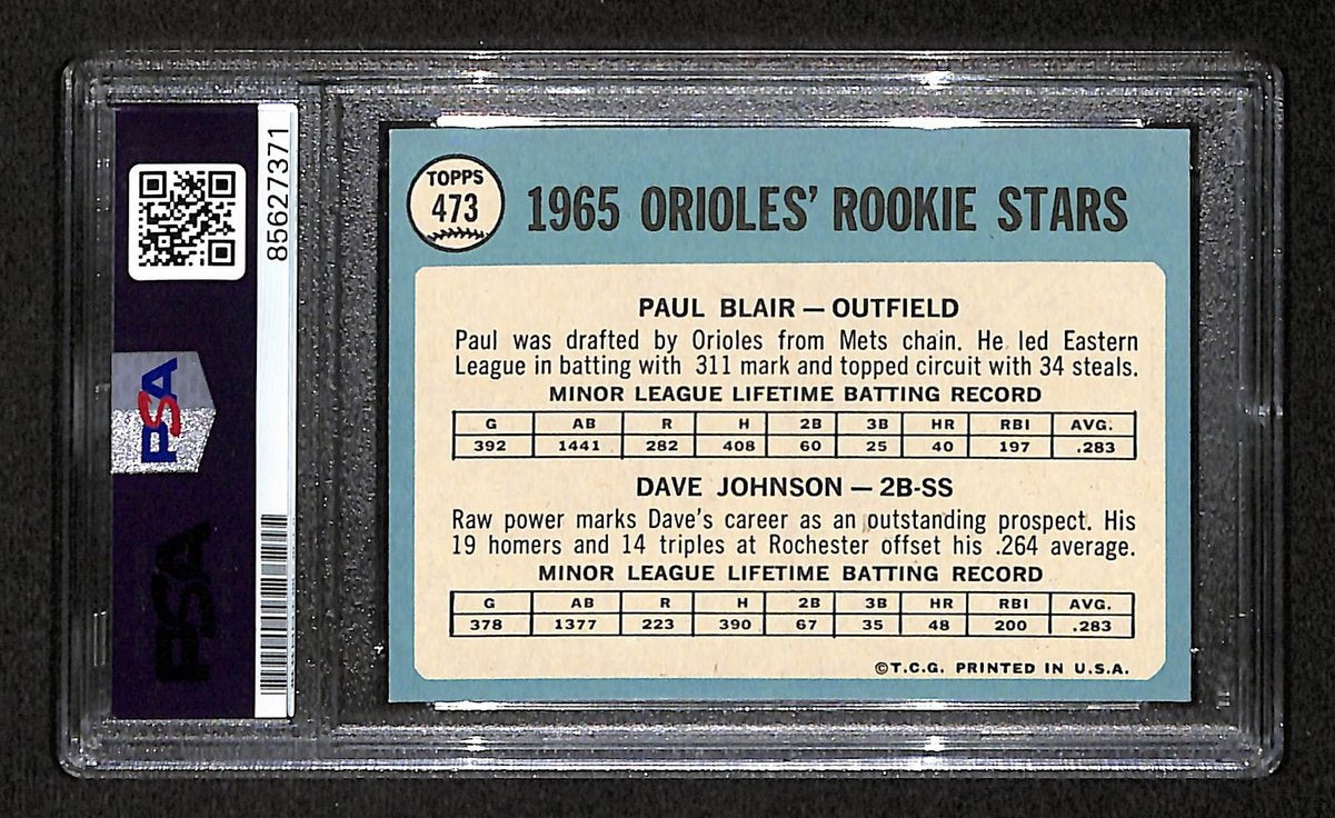 1965 TOPPS RC Davey Johnson Signed/Auto Card #473 Orioles PSA/DNA 203895
