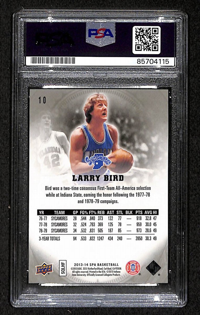 2013 Upper Deck Larry Bird HOF Signed/Auto Card #10 Indiana State PSA/DNA 203935