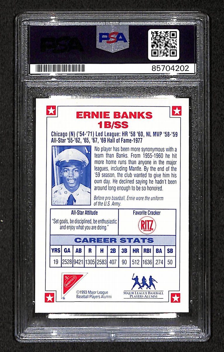 1993 Nabisco All-Star Ernie Banks HOF Signed/Auto Card Cubs PSA/DNA 203942