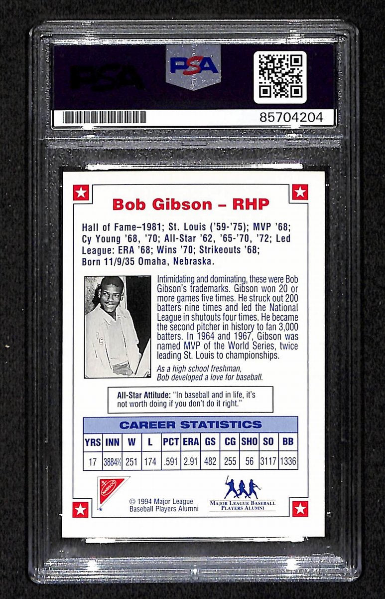 1994 Nabisco All-Star Bob Gibson HOF Signed Card Cardinals PSA/DNA 203944