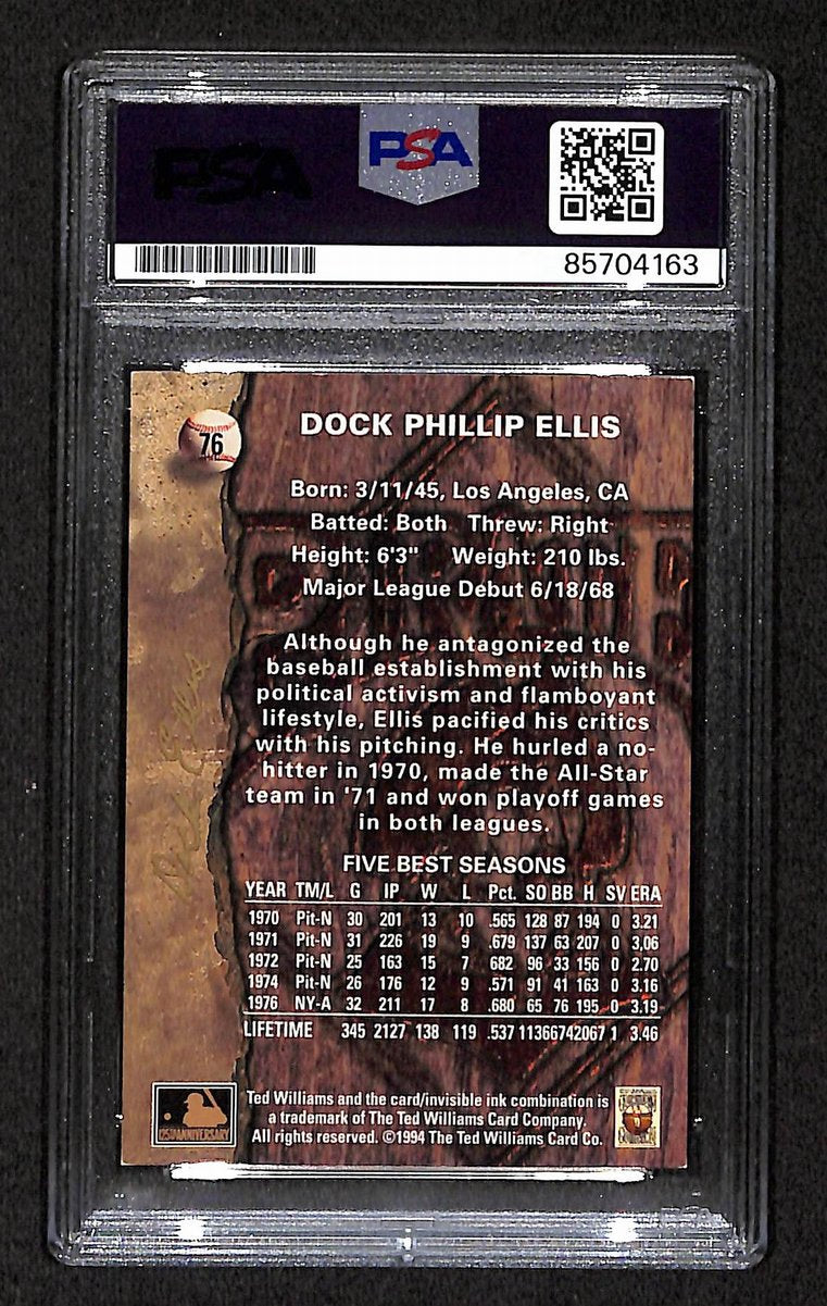 1994 TWCC Dock Ellis Signed/Auto Card #76 Pittsburgh Pirates PSA/DNA 203952