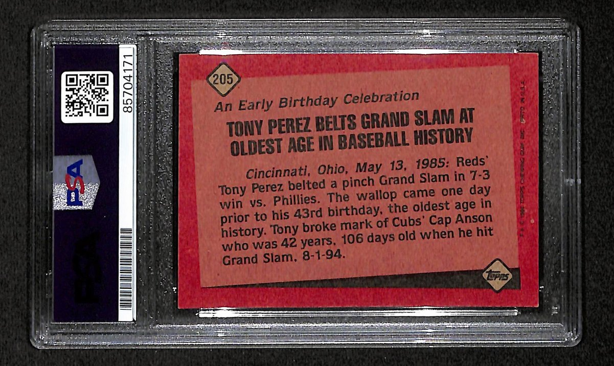 1985 TOPPS Tony Perez HOF Signed/Auto Card #205 Cincinnati Reds PSA/DNA 203955