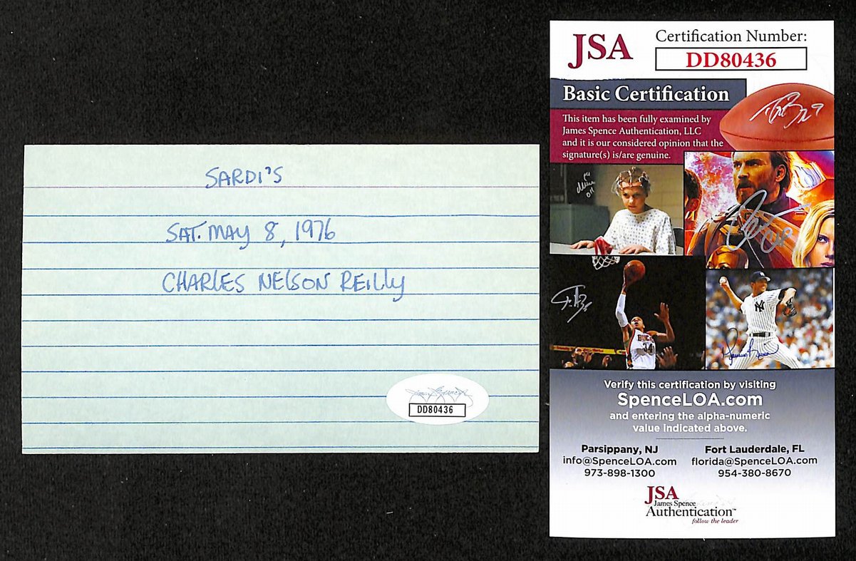 Charles Nelson Reilly Comedian Signed/Auto 3x5 Index Card JSA 204193