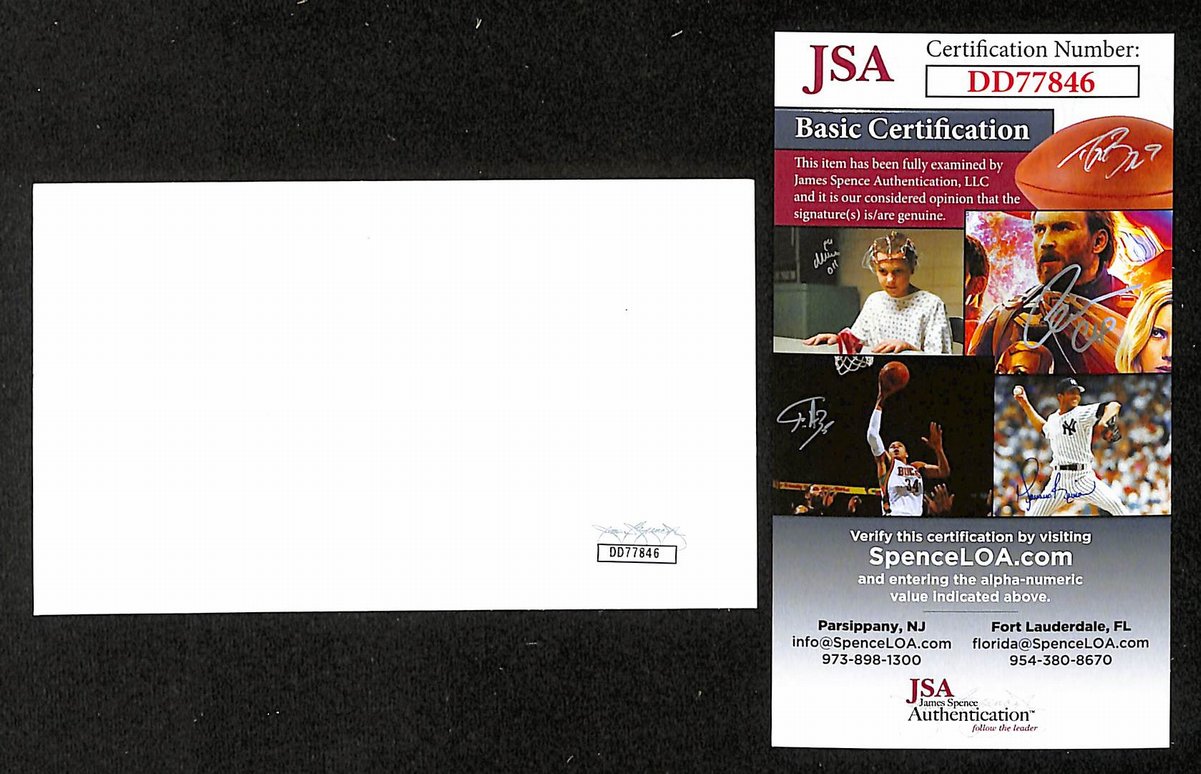 Pierre Salinger Signed/Auto 3x5 Index Card Journalist/Press Secretary JSA 204200