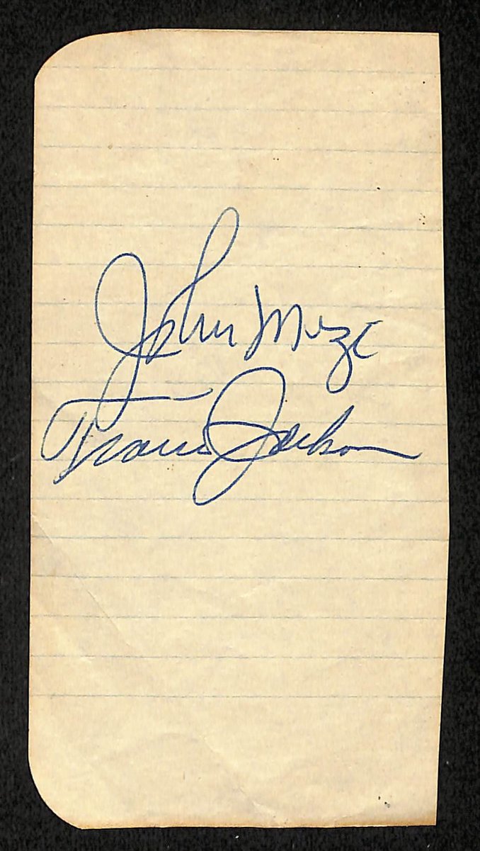 John Mize/Travis Jackson HOF Signed/Auto 2.5x5 Cut New York Giants 204211