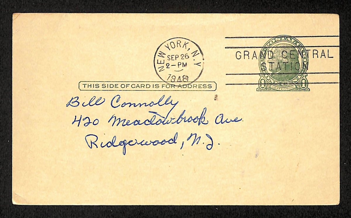 Bob Doerr HOF Signed/Auto 3.5x5.5 GPC 1948 Postcard Boston Red Sox 204213