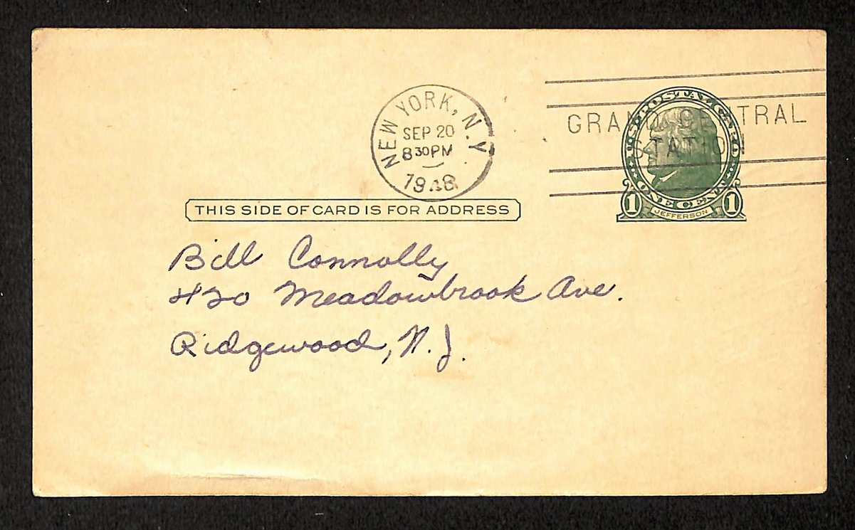 Carl Hubbell HOF Signed/Auto 3.5x5.5 GPC 1948 Postcard New York Giants 204217