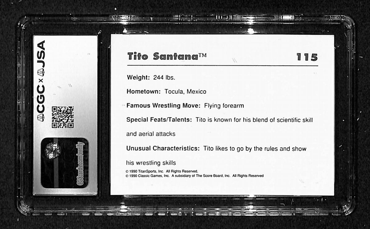 1990 Classic WWF Tito Santana Autographed/Signed Card CGCxJSA 10 BA200634