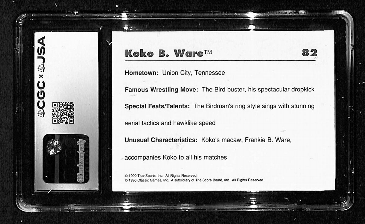1990 Classic WWF Koko B. Ware Autographed/Signed Card CGCxJSA 10 BA200639