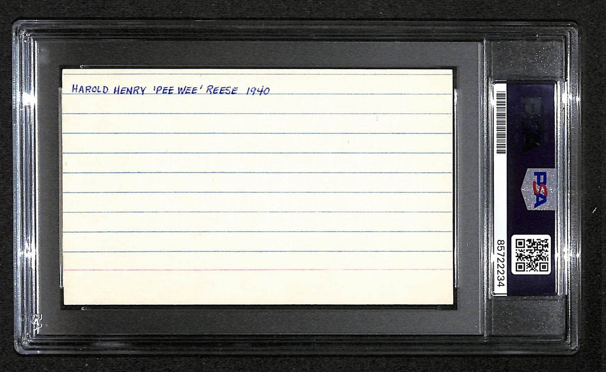 Pee Wee Reese HOF Signed/Autographed 3x5 Index Card PSA/DNA Dodgers BA203974