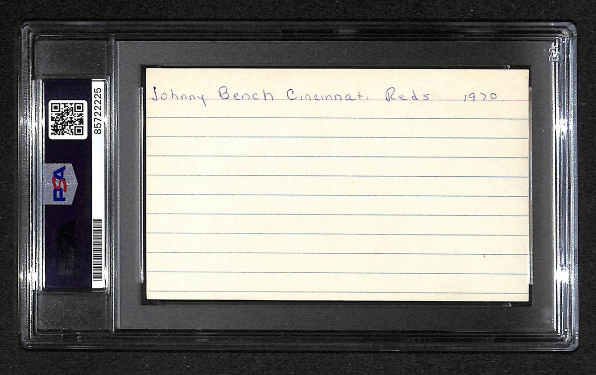Johnny Bench HOF Signed/Autographed 3x5 Index Card PSA/DNA Reds BA203983