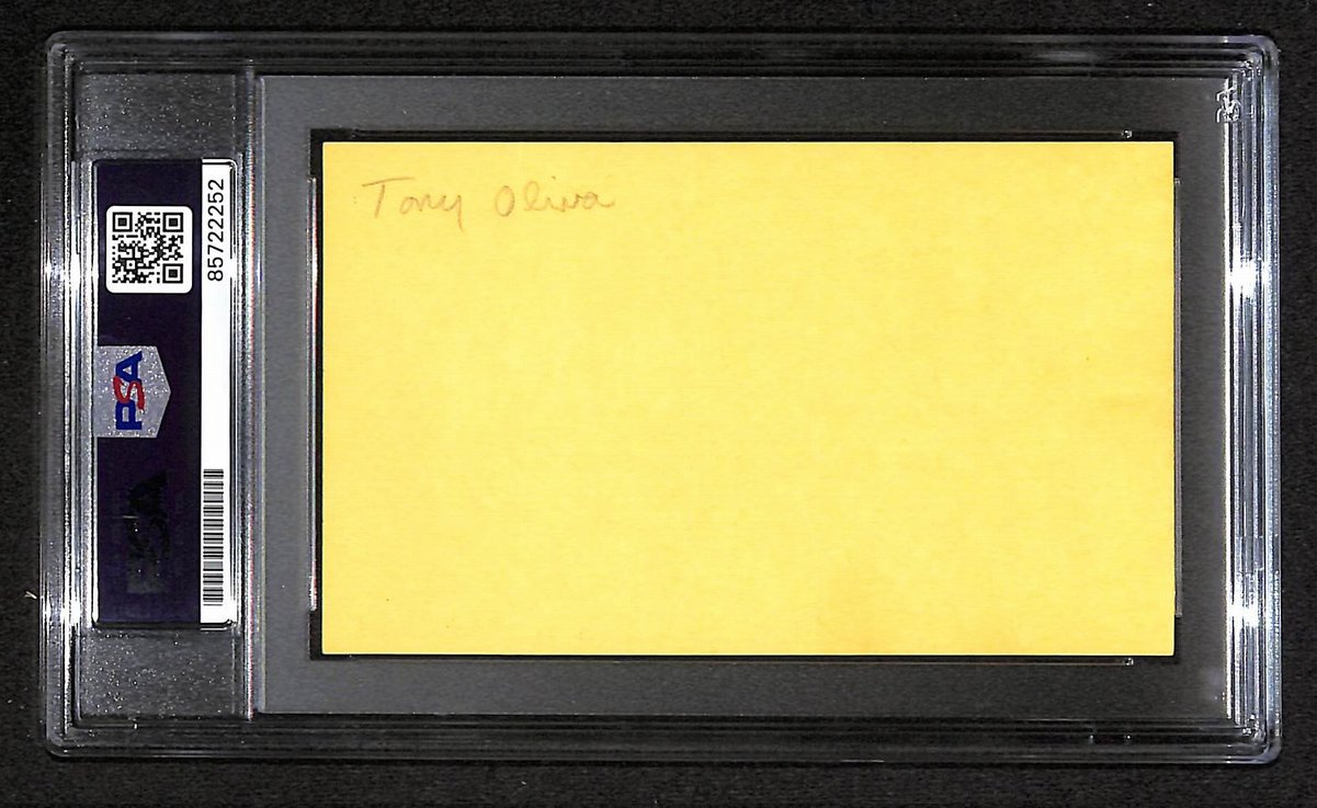 Tony Oliva HOF Signed/Autographed 3x5 Index Card PSA/DNA Twins BA203988