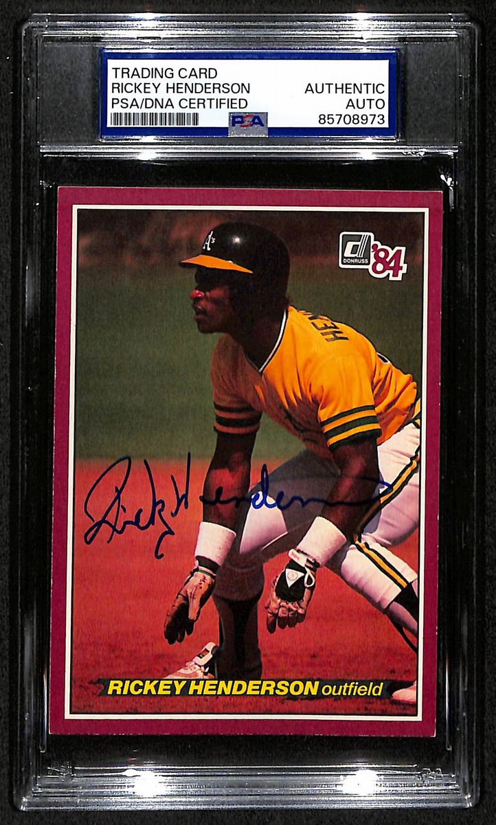 Rickey Henderson HOF A's Auto 1984 Donruss Action All-Stars PSA/DNA BA203450