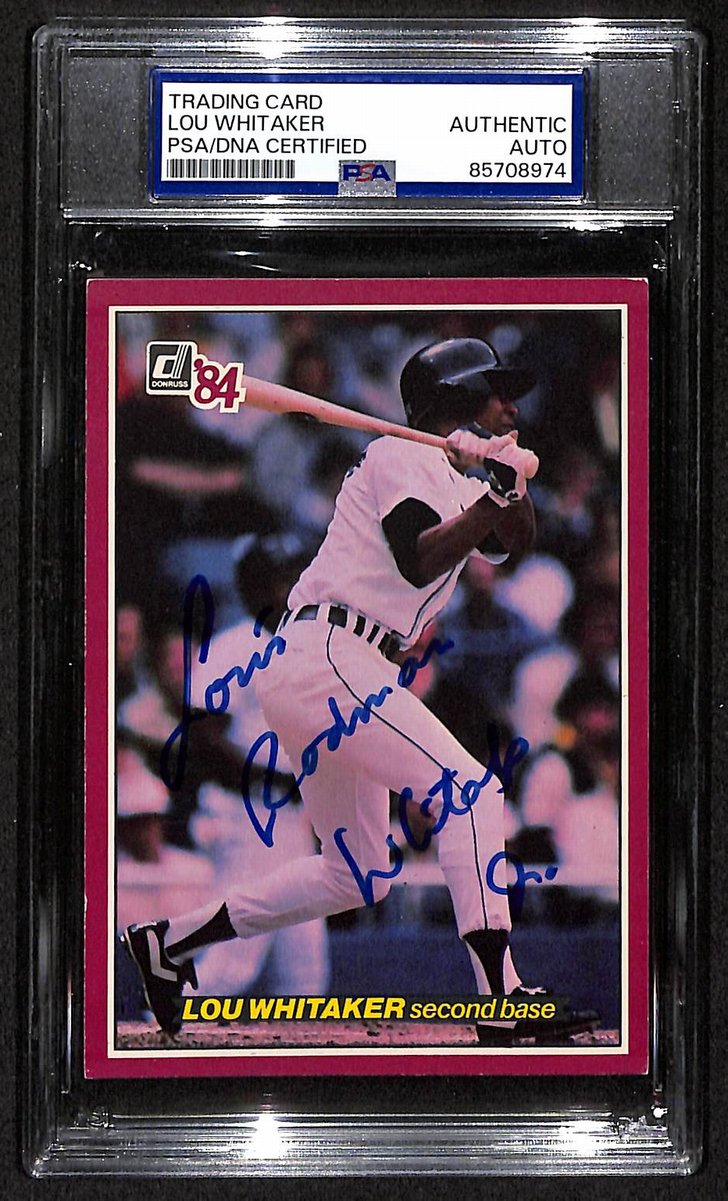 Lou Whitaker Tigers Auto 1984 Donruss Action All-Stars Card PSA/DNA BA203451