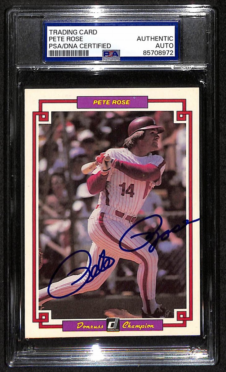Pete Rose Phillies Auto 1984 Donruss Champions Card PSA/DNA BA203454