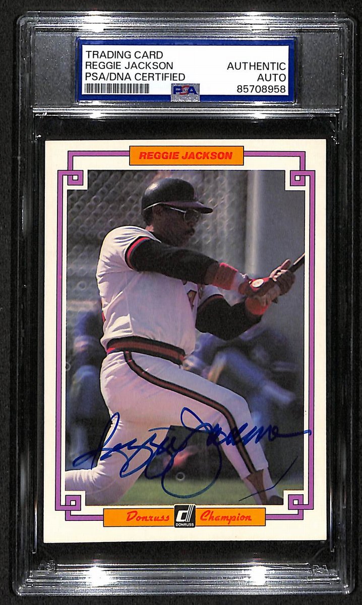 Reggie Jackson HOF Angels Auto 1984 Donruss Champions Card PSA/DNA BA203460