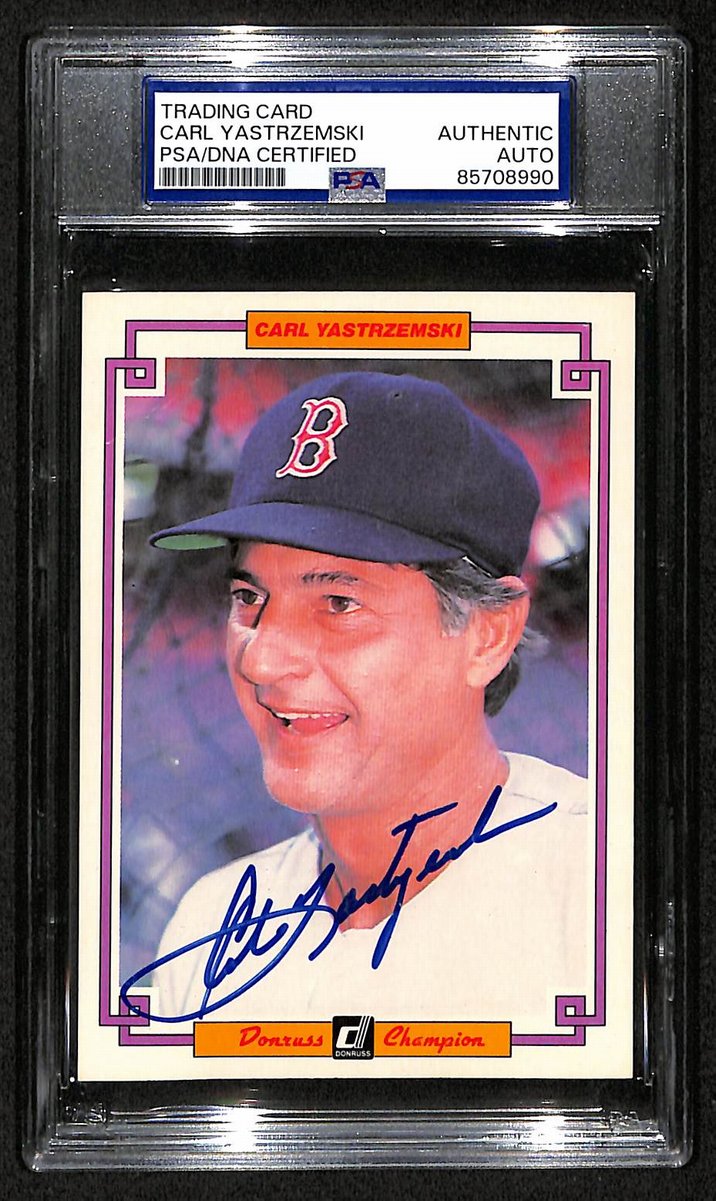 Carl Yastrzemski HOF Red Sox Auto 1984 Donruss Champions Card PSA/DNA BA203465