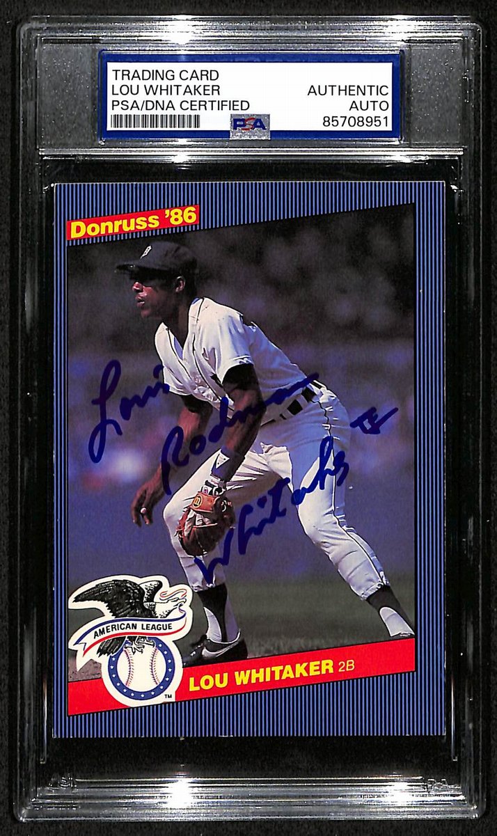 Lou Whitaker Tigers Auto 1986 Donruss Action All-Stars Card PSA/DNA BA203471