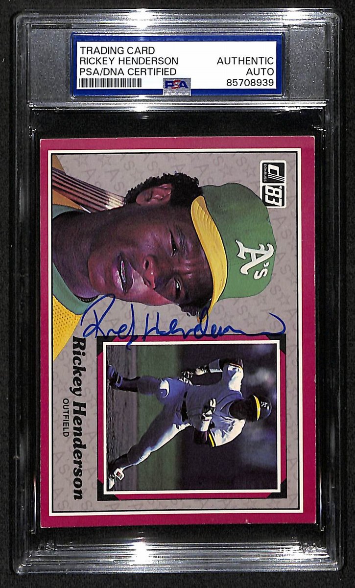 Rickey Henderson HOF A's Auto 1983 Donruss Action All-Stars PSA/DNA BA204266