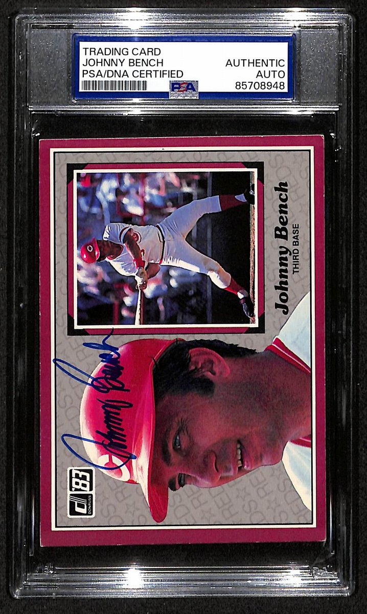 Johnny Bench HOF Reds Auto 1983 Donruss Action All-Stars Card PSA/DNA BA204269