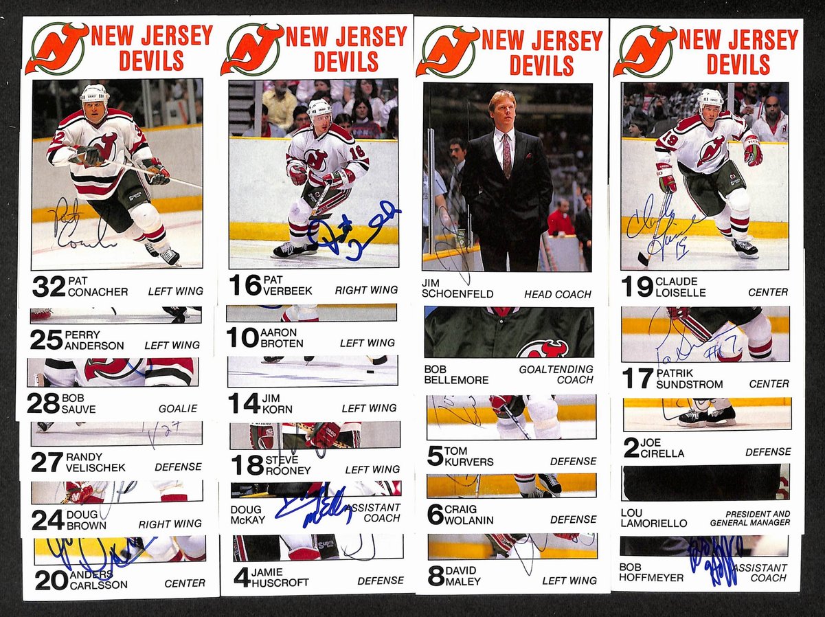 Lot of (22) 1988-89 Carretta Trucking Devils Hockey Cards Signed/Auto 204230