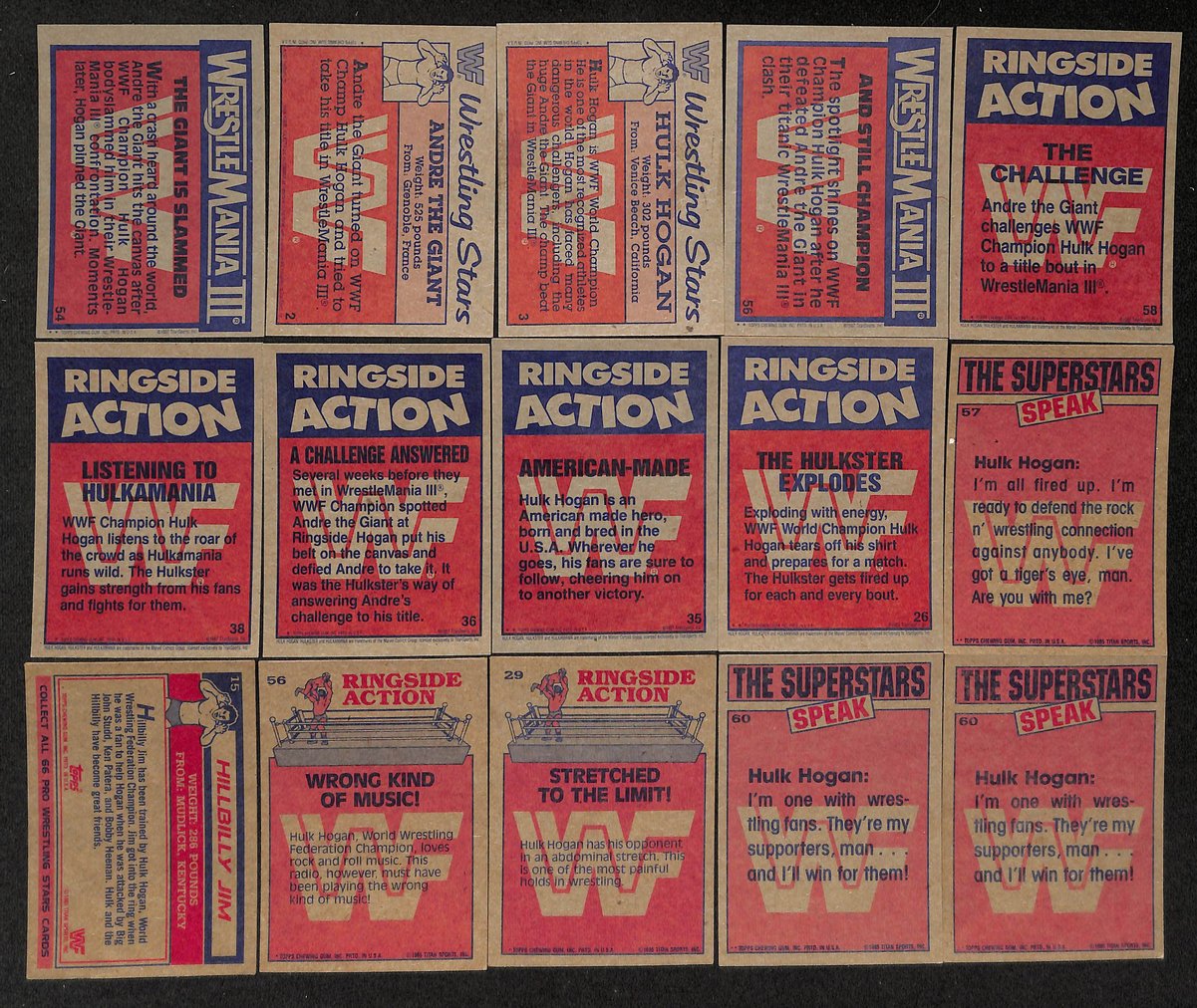 Lot of (15) 1985-87 TOPPS WWF Wrestling Cards Hulk Hogan, Andre the Giant 204527