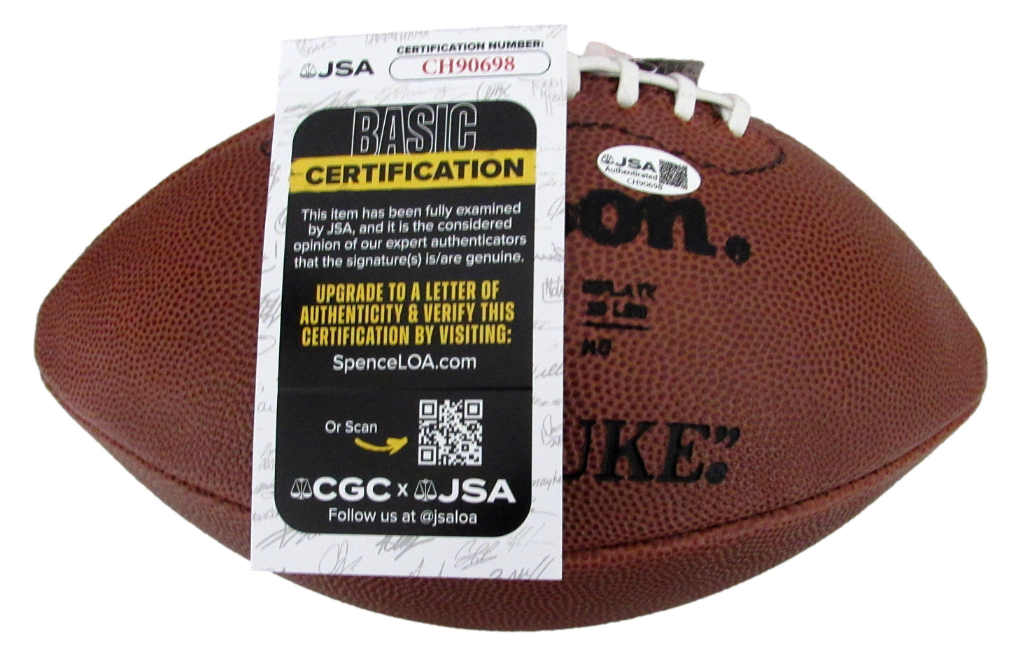 Lance Alworth HOF Signed/Insc Wilson Duke Leather Football Chargers JSA 204876