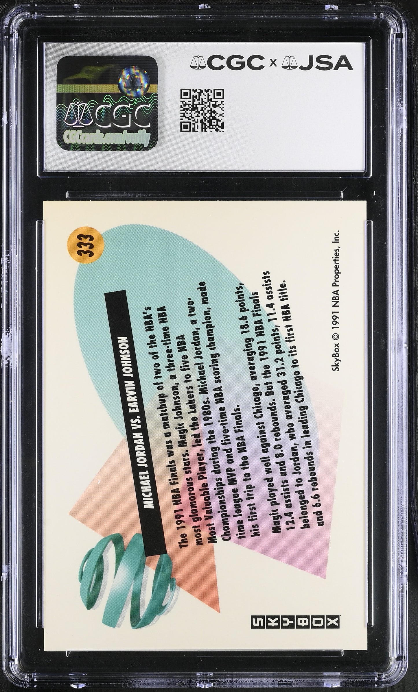 Magic Johnson 1991-92 Skybox Signed/Autographed Card #333 CGC x JSA 10 BA206498