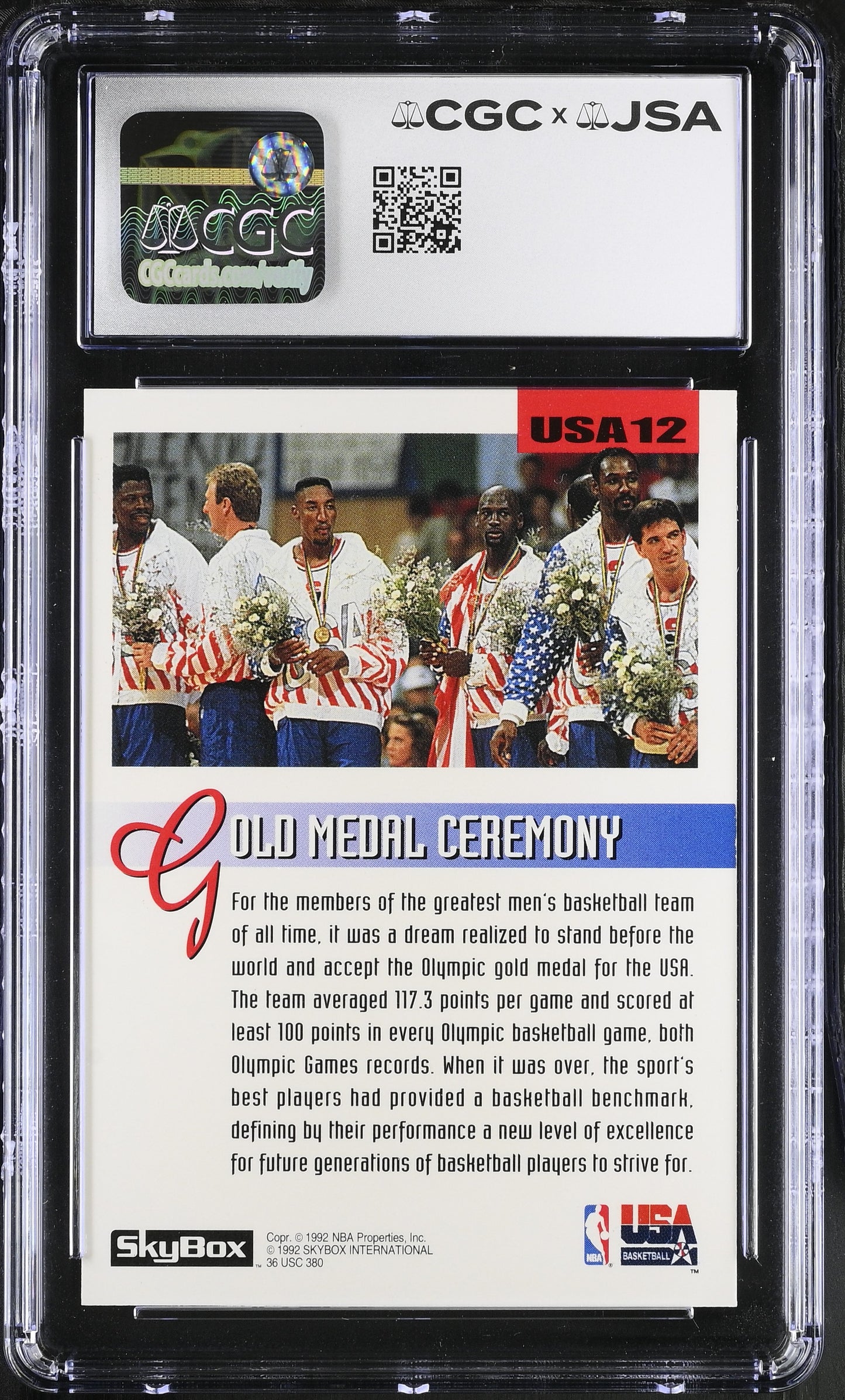 Magic Johnson 1992-93 Skybox Signed/Autographed Card #USA12 CGC x JSA BA206521