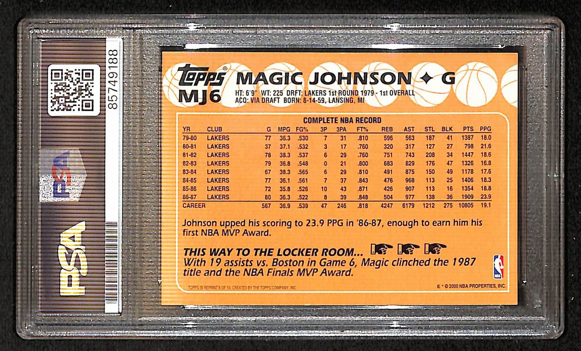 Magic Johnson 2000-01 Topps Signed/Autographed Card #MJ6 PSA/DNA 10 BA205852