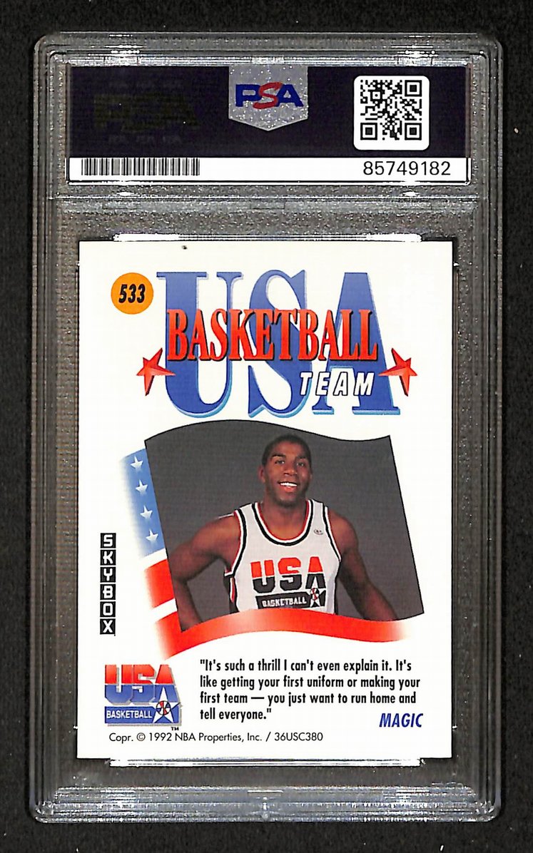 Magic Johnson 1991-92 Skybox Signed/Auto USA Card #533 PSA/DNA BA206362