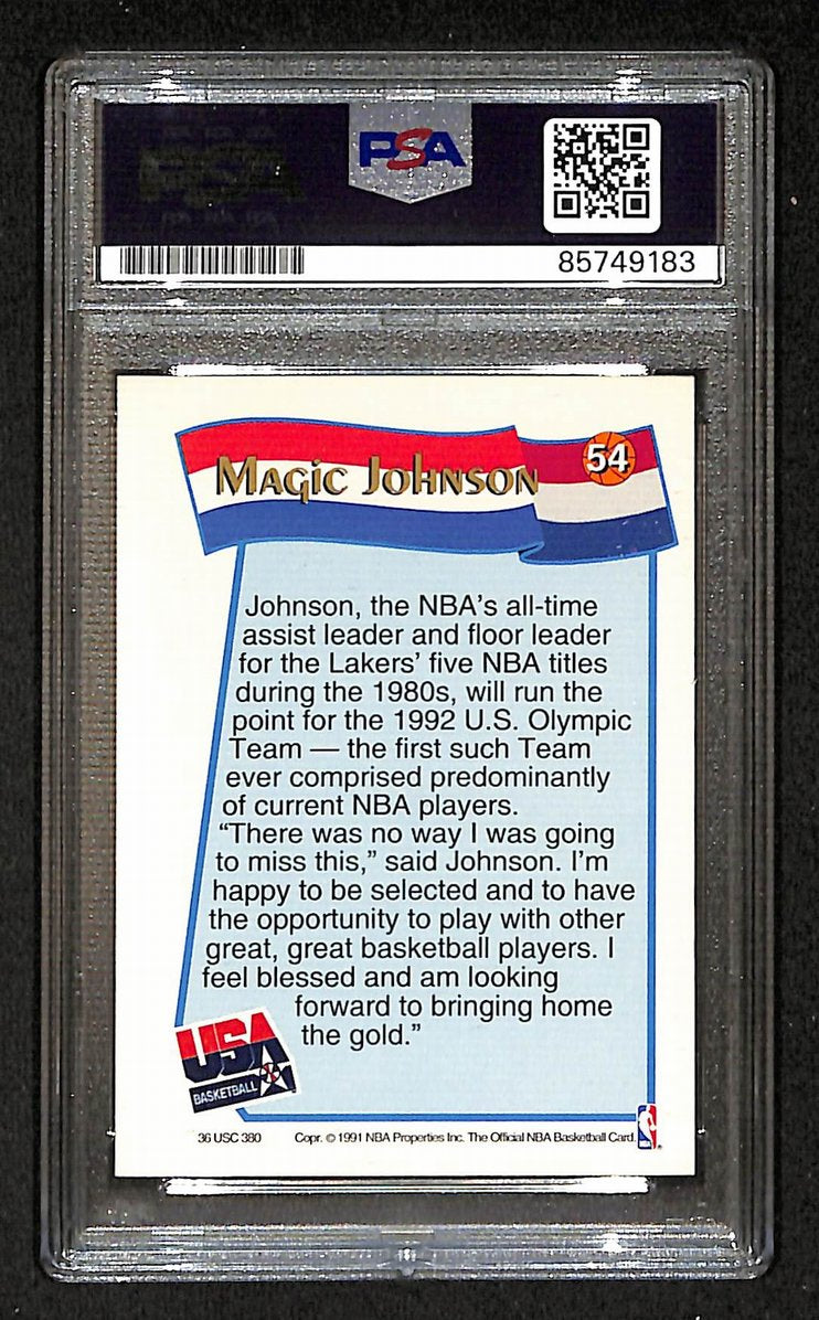 Magic Johnson 1991-92 Hoops Signed/Autographed USA Card #54 PSA/DNA BA206363