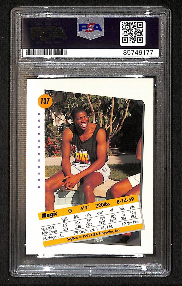 Magic Johnson 1991-92 Skybox Signed/Autographed Card #137 PSA/DNA 10 BA206371