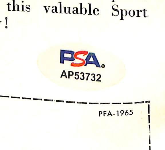 Johnny Unitas Signed/Autographed 1965 Football Almanac No Label PSA/DNA