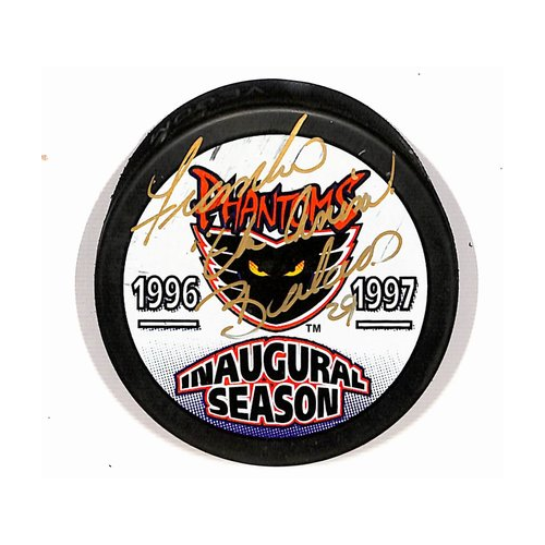 Frank Bialowas Philadelphia Phantoms Autographed/Signed Hockey Puck BA187907
